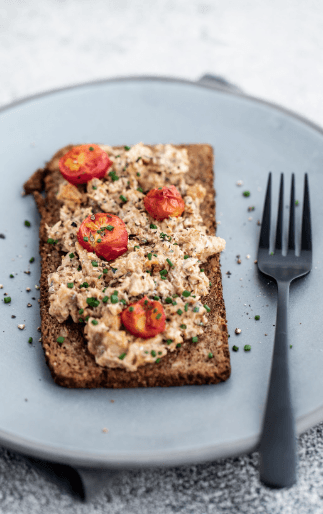 Rye bread and sardine sandwich